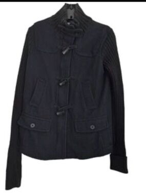 GAP Women's Black Toggle Front Wool Blend Pea Coat Size S